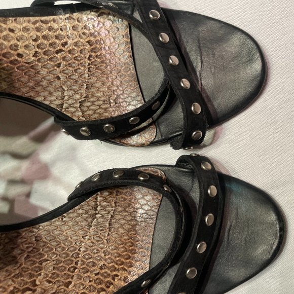 MANOLO BLAHNIK 'Chaos' Black Silver Studded Strappy Heels - Picture 8 of 8